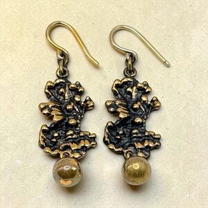 Vintage 60s 70s Pentti Sarpaneva Bronze Brutalist Earrings Finland 2” Signed